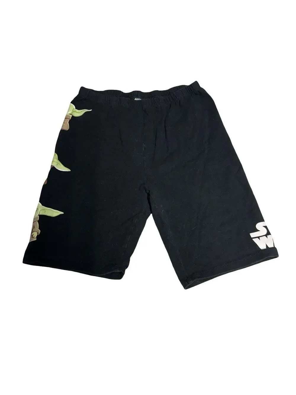 Star Wars Yoda Kids Large Bike Shorts Black Stretch Cotton Graphic Lucasfilm L